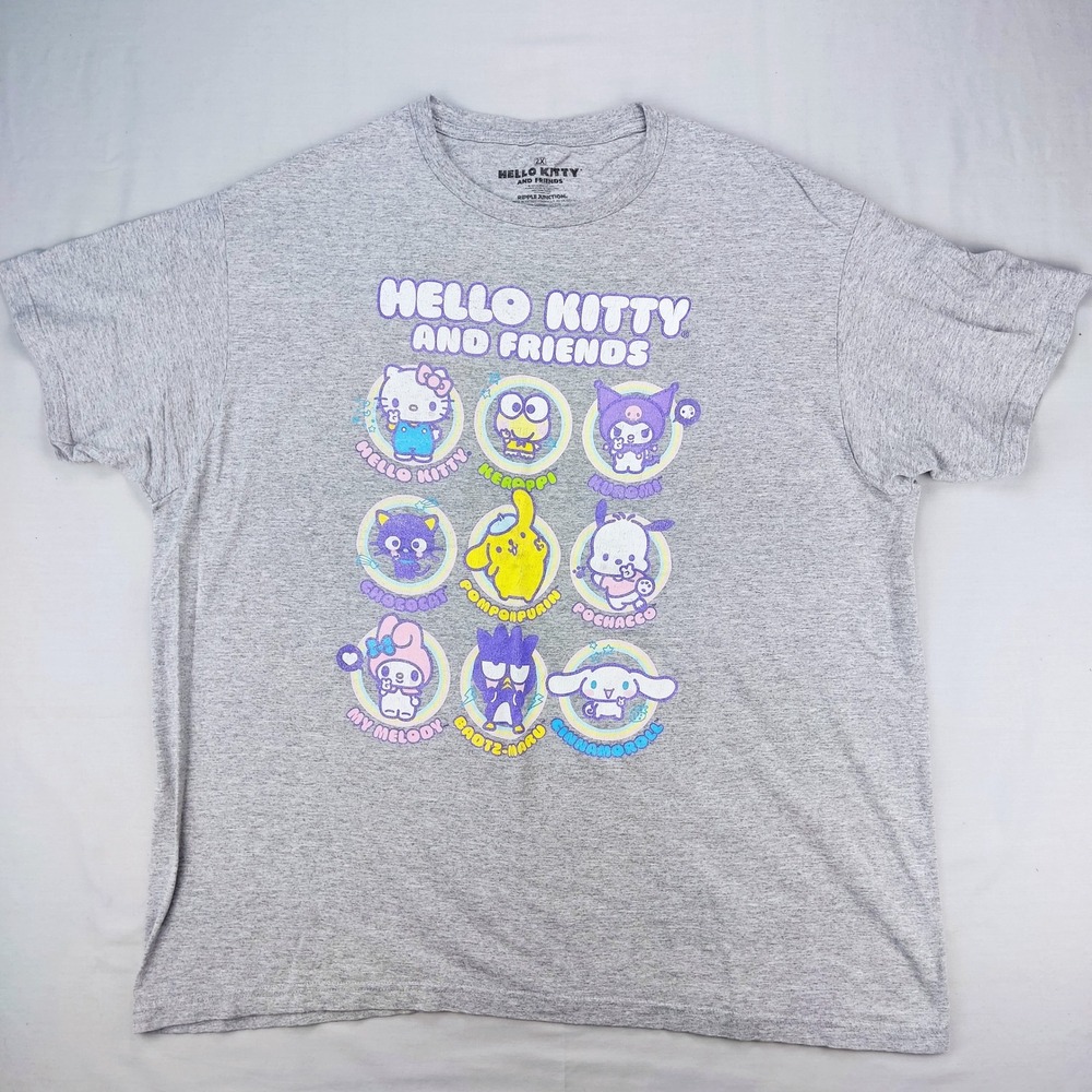 Sanrio T-Shirt Unisex 2X Gray Hello Kitty and Friends Ripple Junction Graphic T‎